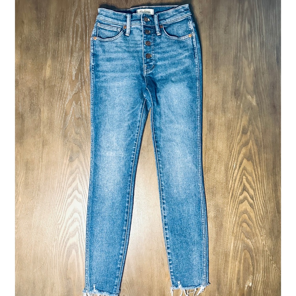 Madewell 10 High Rise Skinny Jeans Button Fly Raw Hem  Women's‎ Size 25